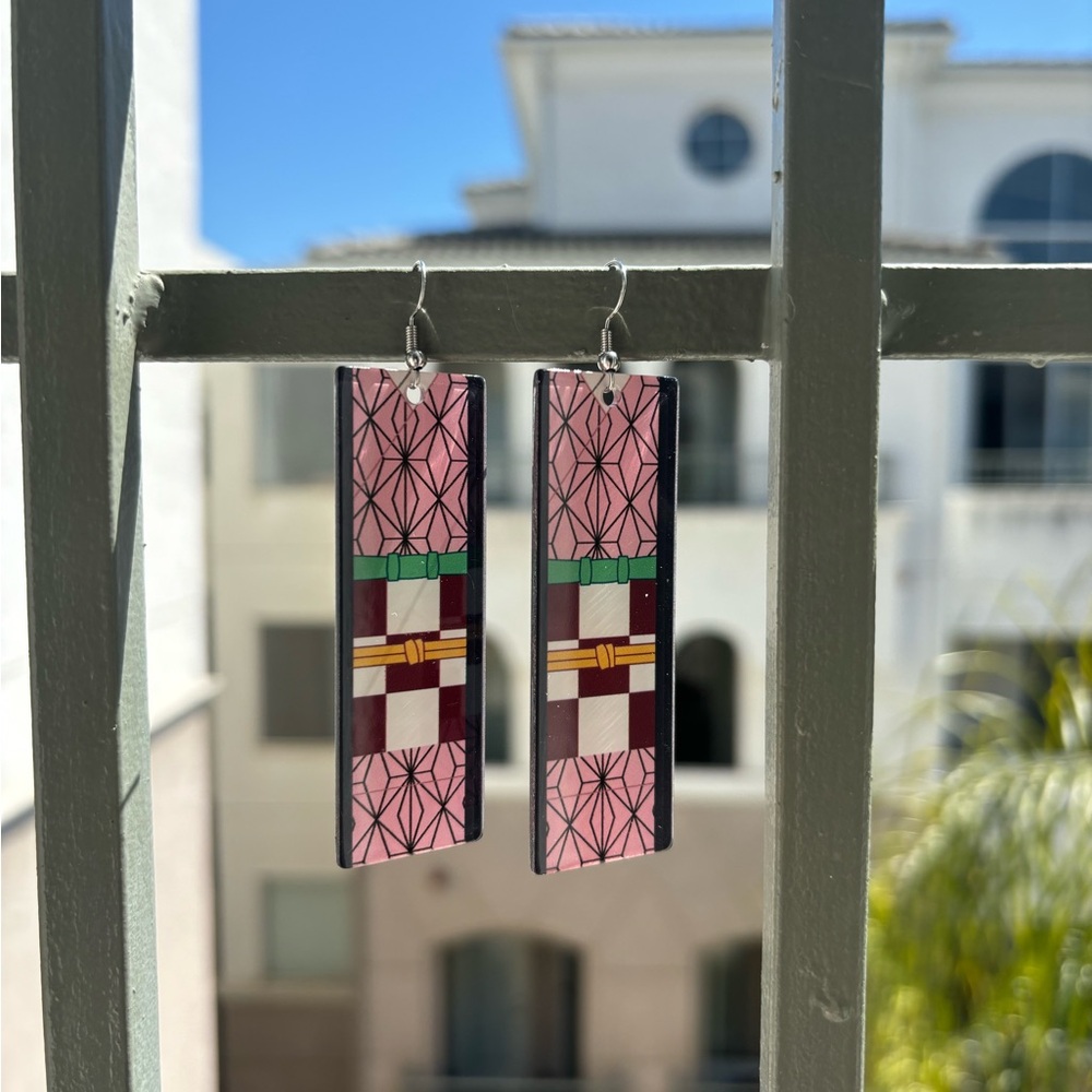 Demon slayer earrings nezuko